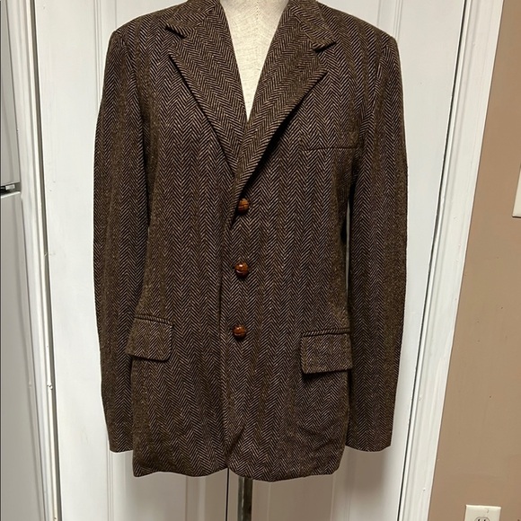 Ralph Lauren Brown Wool Blazer Classic Notched Lapel